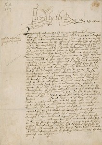 Letter of command from Elizabeth I, Queen of England, to Sir Henry Sidney, Lord Deputy of Ireland, 1568. (Courtesy of the Folger Shakespeare Library)