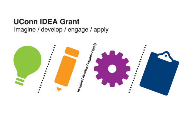The visual identity for the IDEA Grant is derived from the four stages of the grant process, Imagine, Develop, Engage, Apply. The symbols are intended to be universally applicable, since the grant is designed to embrace a wide variety of projects.