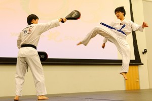 Members of T-Huskies give a Tae Kwon Do demonstration at the Lunar New Years Celebration at the Student Union on March1, 2013. (Max Sinton '15 (CANR)/UConn Photo)