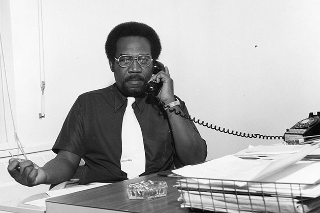 H. Fred Simons, former academic and student affairs vice president, for whom the African American Cultural Center is named, in a 1974 photo. (University Photograph Collection, Archives & Special Collections, UConn Libraries)