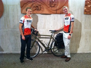 Dan Beauvais (left) and Pat Field will cycle across the country this summer to raise money for Lea’s Foundation for Leukemia Research. This is the eighth Coast to Coast for a Cure ride. (Photo by Ethan Talbot)