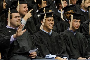 A group of students at the School of Business Commencement ceremony held at Gampel Pavilion on May 12, 2013. (Ariel Dowski '14 (CLAS)/UConn Photo)