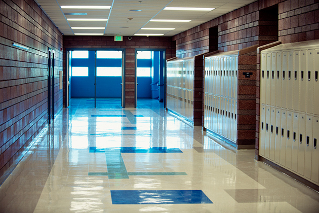A school hallway. (Stock image)