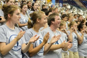 The UConn Marching Band hit all the right notes at Convocation and made sure that the crowd was fired up for the start of the semester. (ArielDowski '14 (CLAS)/UConn Photo)