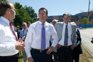 Governor Malloy tours the Health Center's several construction sites with  Dr. Frank M. Torti, Health Center executive vice president for health affairs and dean of the UConn School of Medicine