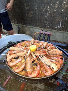 Paella at a party in honor of host Toni Planas.