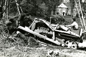 On campus clean up following the hurricane of 1938 (Photo courtesy of the Dodd Center archives)