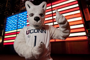 Jonathan the Husky – UConn is always #1 in his book. (Peter Morenus/UConn Photo)
