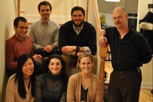 Back, from left: Vladimir Nazarov, Alex Hennessy, Dana Buglione, and Dr. Hugh Blumenfeld, along with (front, from left) Yoyo Zhang, Shirin Karimi, and Tina Toutoungi, are on the editorial board of Anastomoses, the online literary magazine launched recently at UConn Health. (Courtesy of Yoyo Zhang)