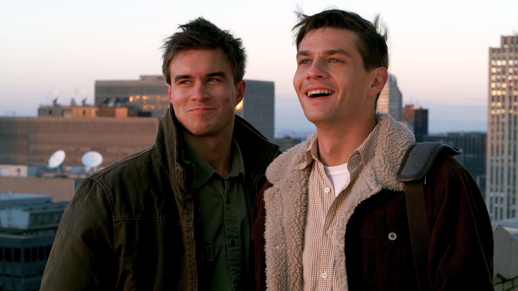 Matthew Blackwood (Rob Mayes, left) and Daniel Lynch (Trent Ford) in "Burning Blue." The screenplay for the movie was co-written by Helene Kvale, assistant professor-in-residence of performance in the School of Fine Arts. (Photo courtesy of Lionsgate Films) 
