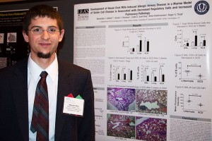 Alexander Adami at his poster describing his research into the pathophysiology of asthma in sickle cell disease at the ASCI/AAP/APSA Joint Meeting on May 5, 2014. (Evan Noch and Alex Adami/UConn Health Photo)