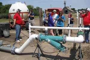 Students were introduced to a subsurface drip irrigation system for growing corn in the Central Platte River Valley of Nebraska. (Photo courtesy of Tom Morris)