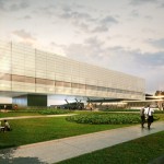 An artist's rendering of the future Innovation Partnership Building to be located at the UConn Technology Park.