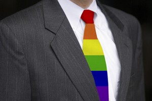 A business executive wearing a gay pride necktie. (iStock Photo)