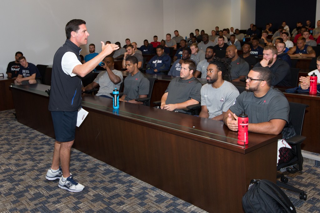 “You tell them the truth, and you show them the truth. You don’t blow smoke. You don’t make stuff up. You show them the truth and you tell them, and in doing that, they’re going to see a lot of positives. A lot of new positives.” (Stephen Slade '89 (SFA)/UConn Photo)