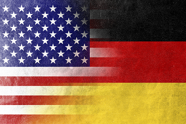 The American and German flags blended. (iStock/UConn photo)