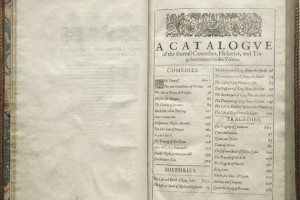 Table of Contents from the “First Folio” -- the first collected edition of William Shakespeare’s plays published in 1623. (Courtesy of the Folger Shakespeare Library)
