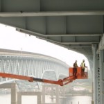 Department of Transportation staff inspect a Connecticut bridge.