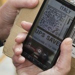 QR code on a smartphone.