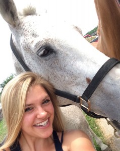 Me posing for a selfie with a polo pony at Horsebarn Hill. (Abby Mace/UConn Photo)