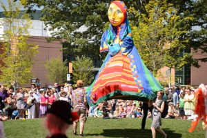 The Puppeteers of America on parade from South Campus to Storrs Downtown on Aug. 15, 2015. (Peter Morenus/UConn Photo)