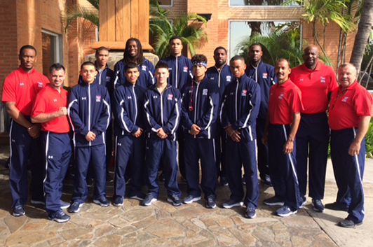 Dr. Cato Laurencin, second from right, in Venezuela with the USA Boxing Elite Men's National Team in August 2015.