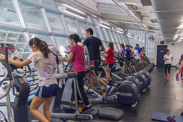 Students exercise at the current UConn recreation facility in Field House. (Jacquanna Wilson/UConn Photo)