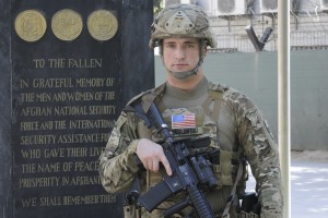 1st LT. Scott Yaglowski '12 (CLAS) at his base in Kabul, Afghanistan.