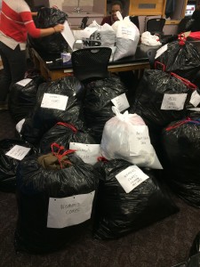 Students collected 45 bags of items donated from the UConn Health community. (Photo by Elise Mester) 