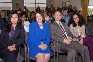 From left: Qi Cheng, Susan Garthwait, Greg Sznaj and Elaine Chojnowski are the finalists for the 2015 Dr. Peter J. Deckers Employee Appreciation Award onon November 24, 2015. (Janine Gelineau/UConn Health Photo)