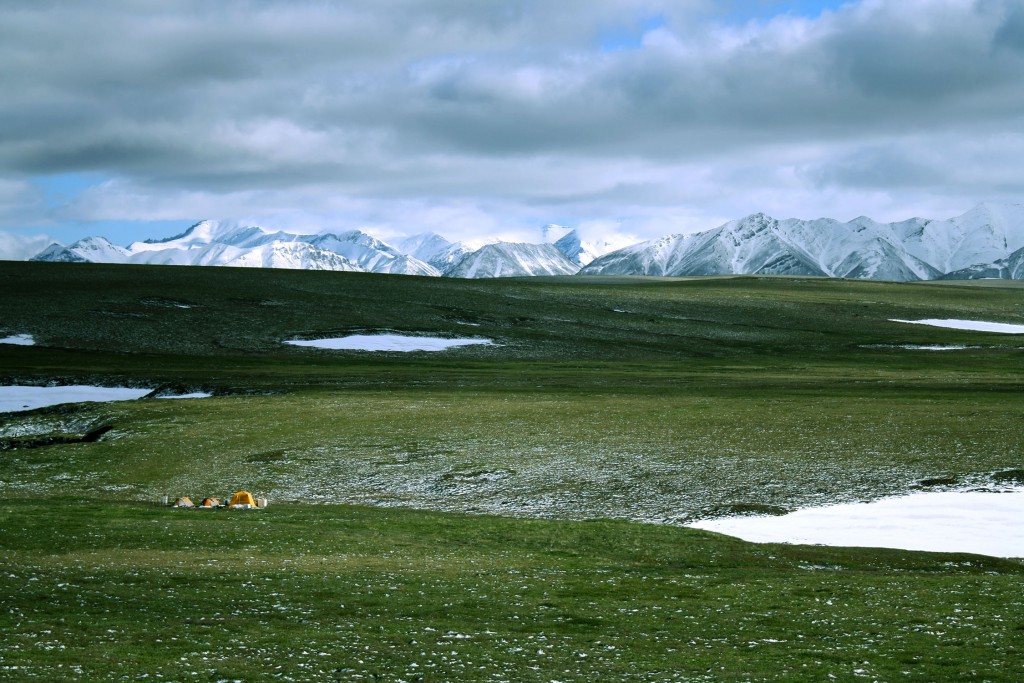 Base camp set up near the watersheds in the Brooks Mountain Range on Alaska’s North Slope.