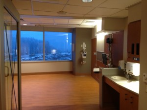 The patient rooms in the new tower are larger, allowing more room for patients and caregivers to maneuver safely. (Photo by Frank Barton)