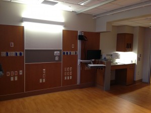 All patient rooms in the new tower at UConn John Dempsey Hospital will be private. (Photo by Frank Barton)
