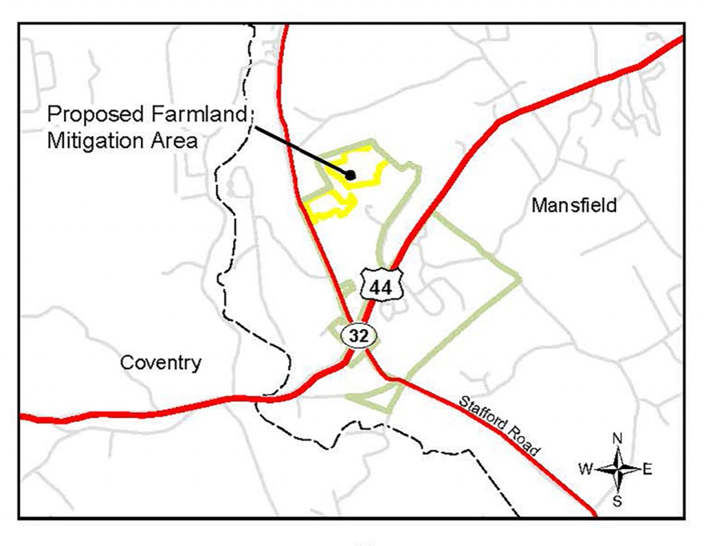 Map showing the nearly 40 acres of land that will be returned to agricultural use.
