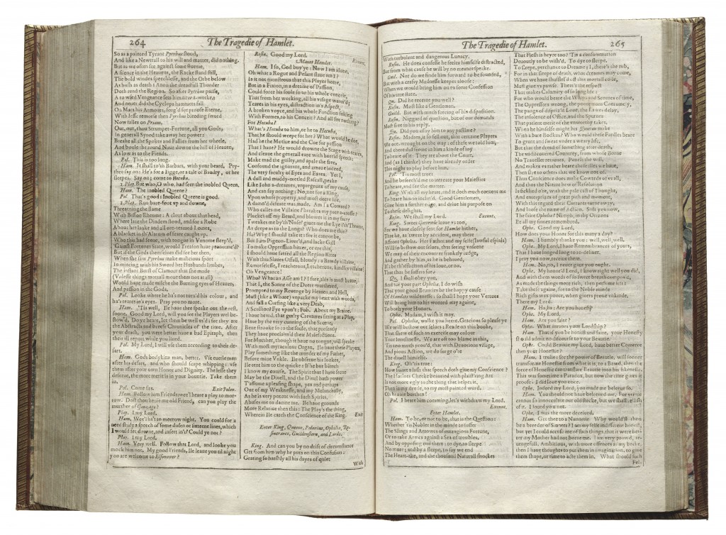 The Tragedie of Hamlet from the First Folio exhibit.