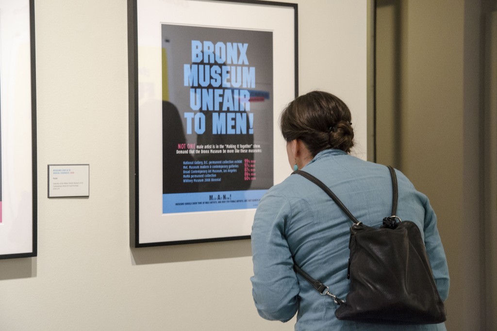 A poster on display as part of the Guerrilla Girls exhibition at the Benton Museum. (Amy Jorgensen/UConn Photo)