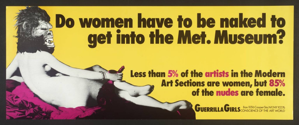 A poster on display as part of the Guerrilla Girls exhibition at the Benton Museum. (Amy Jorgensen/UConn Photo)