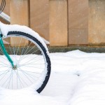 A bicycle covered with snow on March 21, 2016. (Sean Flynn/UConn Photo)