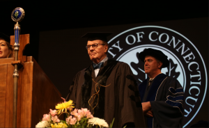 2016 UConn Health Commencement Speaker Charles Osgood of CBS Sunday Morning (Photo by Some of the 151 graduates of the Class of 2016 celebrating at the 45th Commencement of UConn Health on May 9 (Photo by John Atashian).
