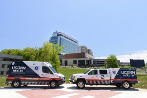 UConn Health ambulance and EMS vehicle. (Photo by Janine Gelineau).