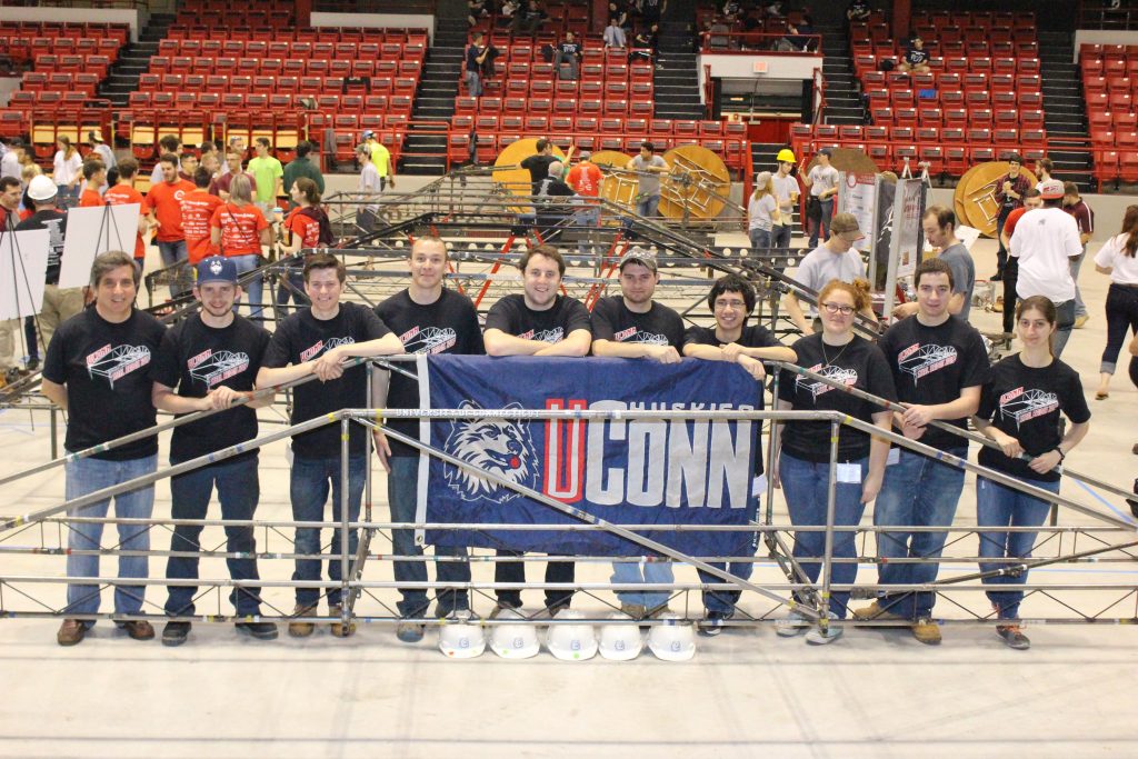 The team poses after the competition. From left are Michael Culmo, Dennis Gehring, Kevin McMullen, Adam Weber, Brendan Madigan, Richard Breitenbach, Kevin Ellis, Brianna Paolillo, Clint Cornacchia, and Manal Tahhan. Missing from the photo is Jordan Kovacs. (photo courtesy of Francis McMullen)