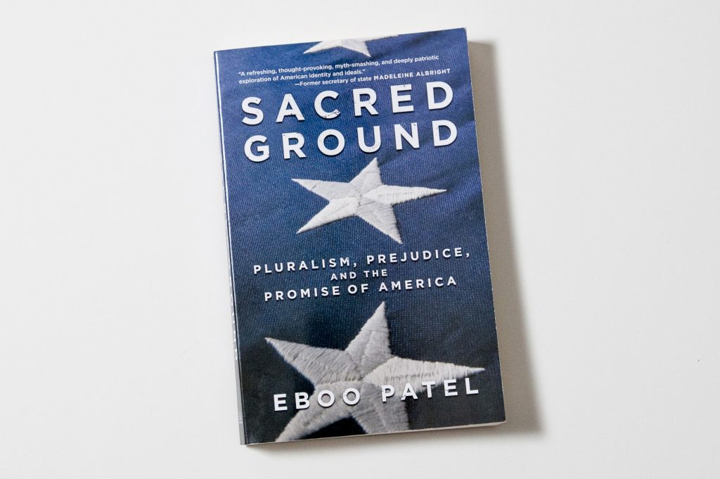 The UConn Reads book selection for 2016-17, 'Sacred Ground,' by Eboo Patel. (Sean Flynn/UConn Photo)