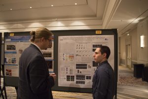 UConn MD/PhD student Cliff Locke of the Yi Wu and Ji Yu laboratories presents his work on optogenetic interrogation of neuronal dendritic spine development at the AAP-ASCI-APSA Joint Meeting poster session.