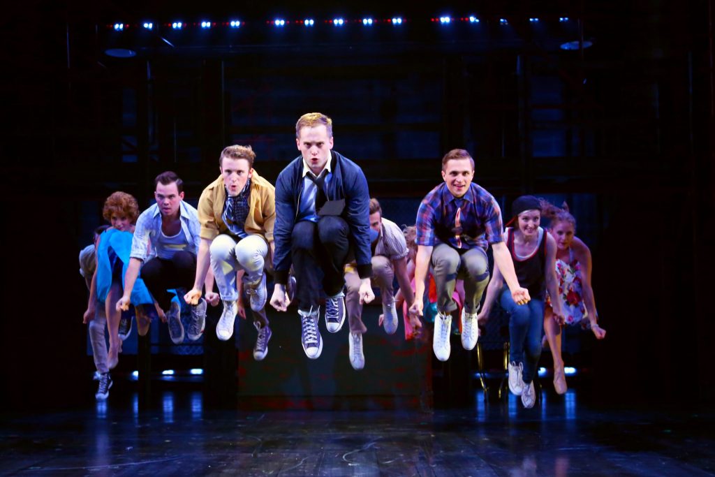 The Jets play it ‘Cool’ in WEST SIDE STORY onstage at Connecticut Repertory Theatre July 7-17, 2016. (Gerry Goodstein for UConn)