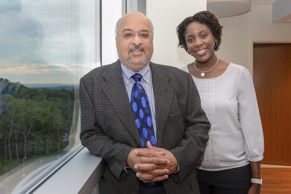 Dr. Winston Campbell, left, and Dr. Courtney Townsel at UConn Health. (Janine Gelineau/UConn Health Photo)