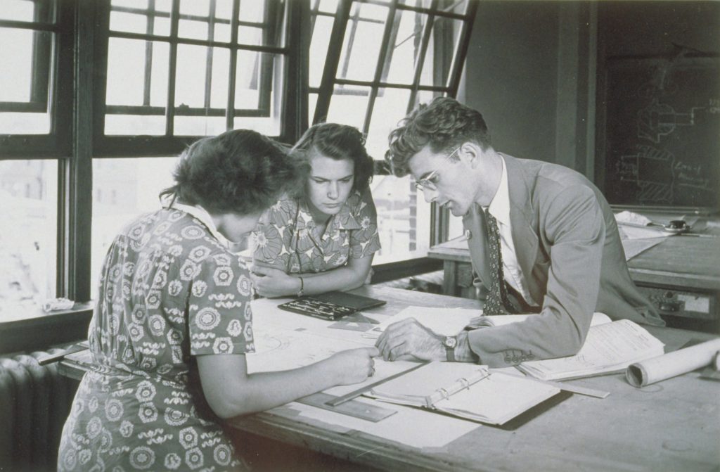 Drafting Students, Hartford Extension Center, University of Connecticut. (Archives & Special Collections, UConn Library)