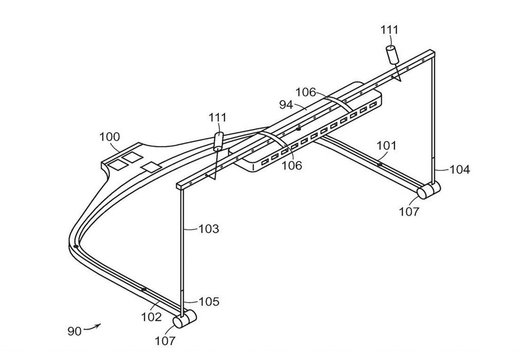 Drawing of a harmonica rack invented and patented by Joseph Paresi.