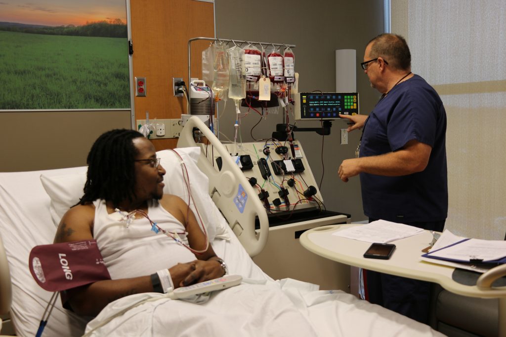 Sickle cell patient Marcus Cornelius Brown at the UConn John Dempsey Hospital. (Frank Barton for UConn)