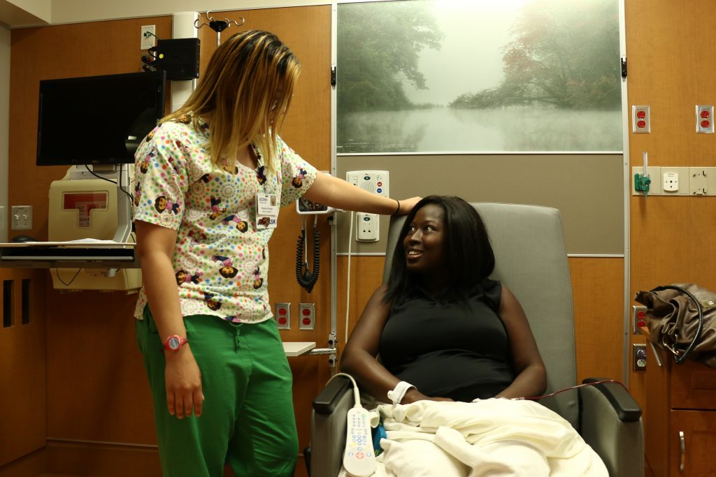 Sickle cell patient Paulina Agyeman at the UConn John Dempsey Hospital. (Ethan Giorgetti for UConn)