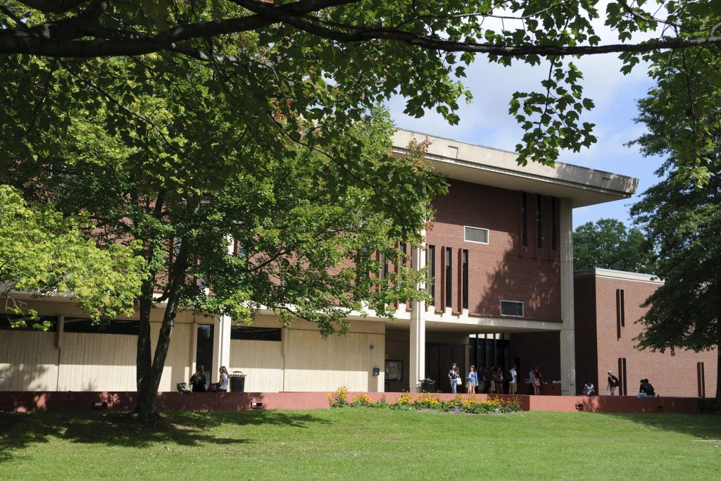 A view of the Undergraduate Classroom Building at the West Hartford Campus.